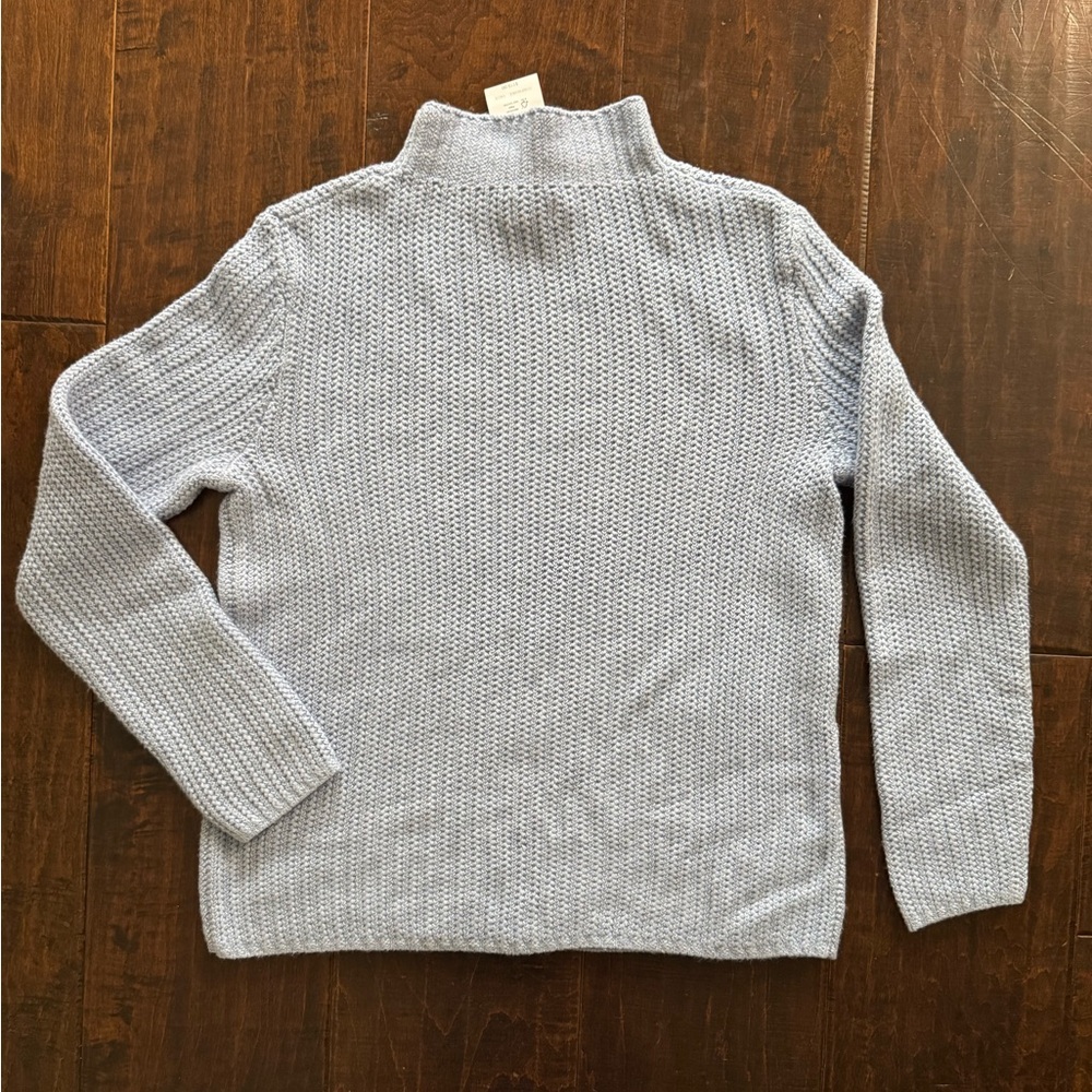 NWT J.Crew Factory Cotton-Blend Mockneck Sweater Soft Baby Blue - Picture 3 of 4